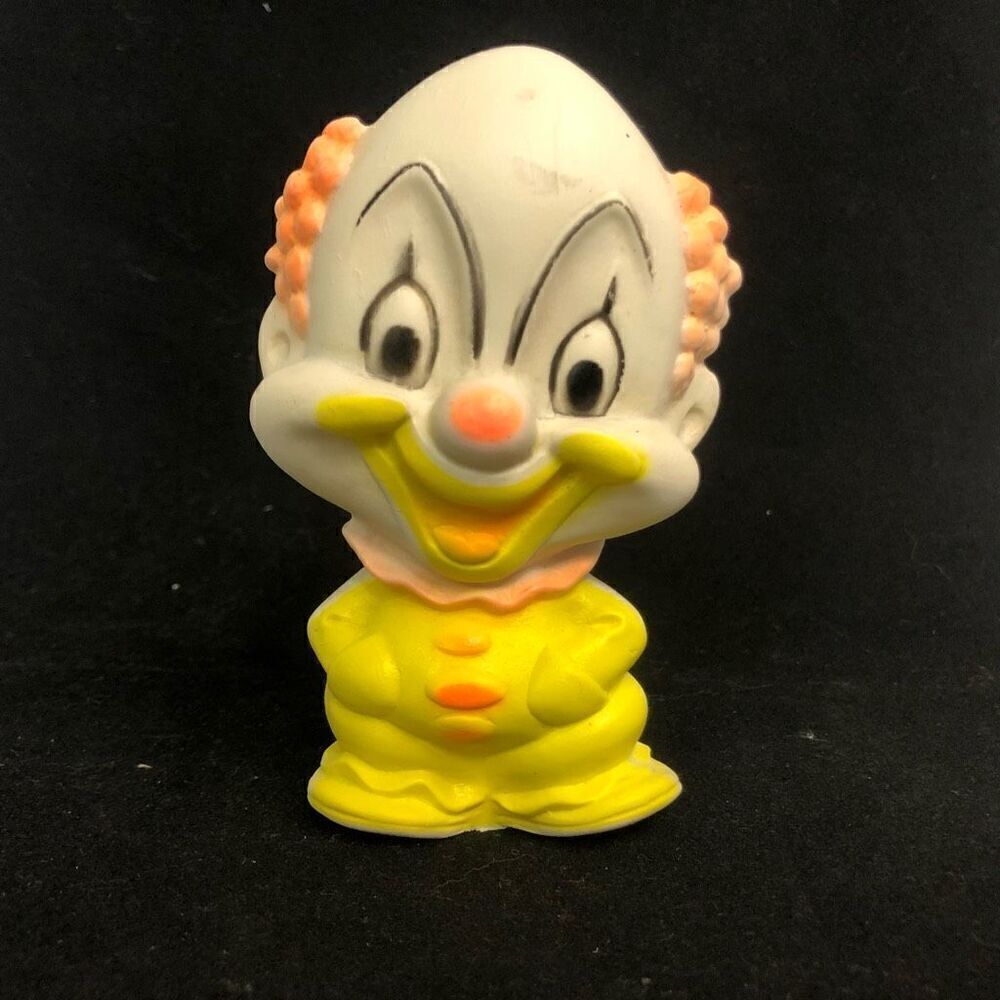 baby joy baby clown toy rubber squeaker vinyl vintage circus 4 inch yellow